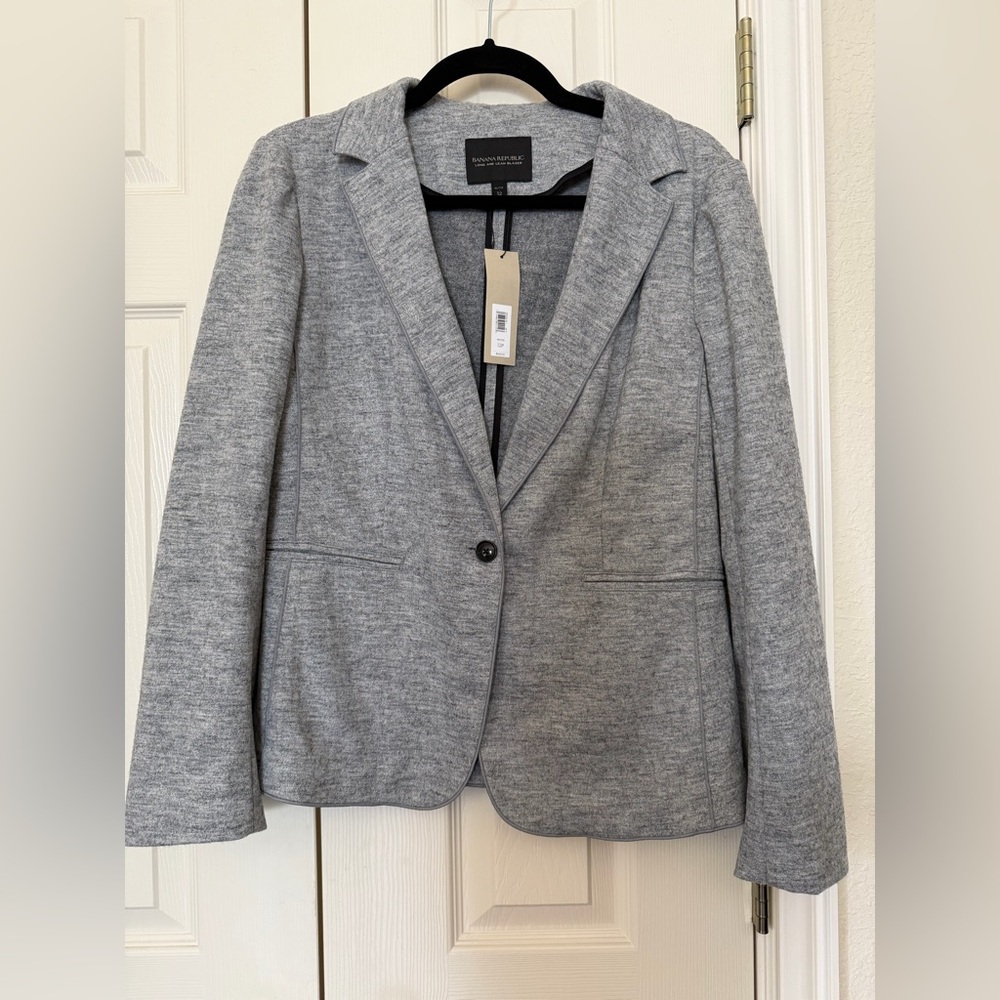 Banana Republic Long and Lean Wool Blazer – Gray – Size 12P – NWT